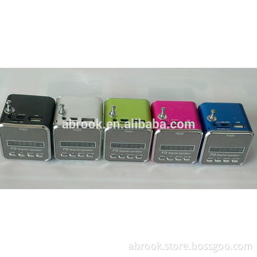 USB SD card fq mini cube speaker with Clock/Alarm Clock/Battery Display function